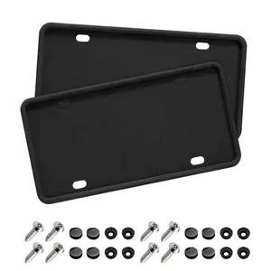 Car License Plate Frame  2 Anti-theft Universal Silicone For Cars Suvs Rustproof Auto Accessories Men & Women (black/2pcs)