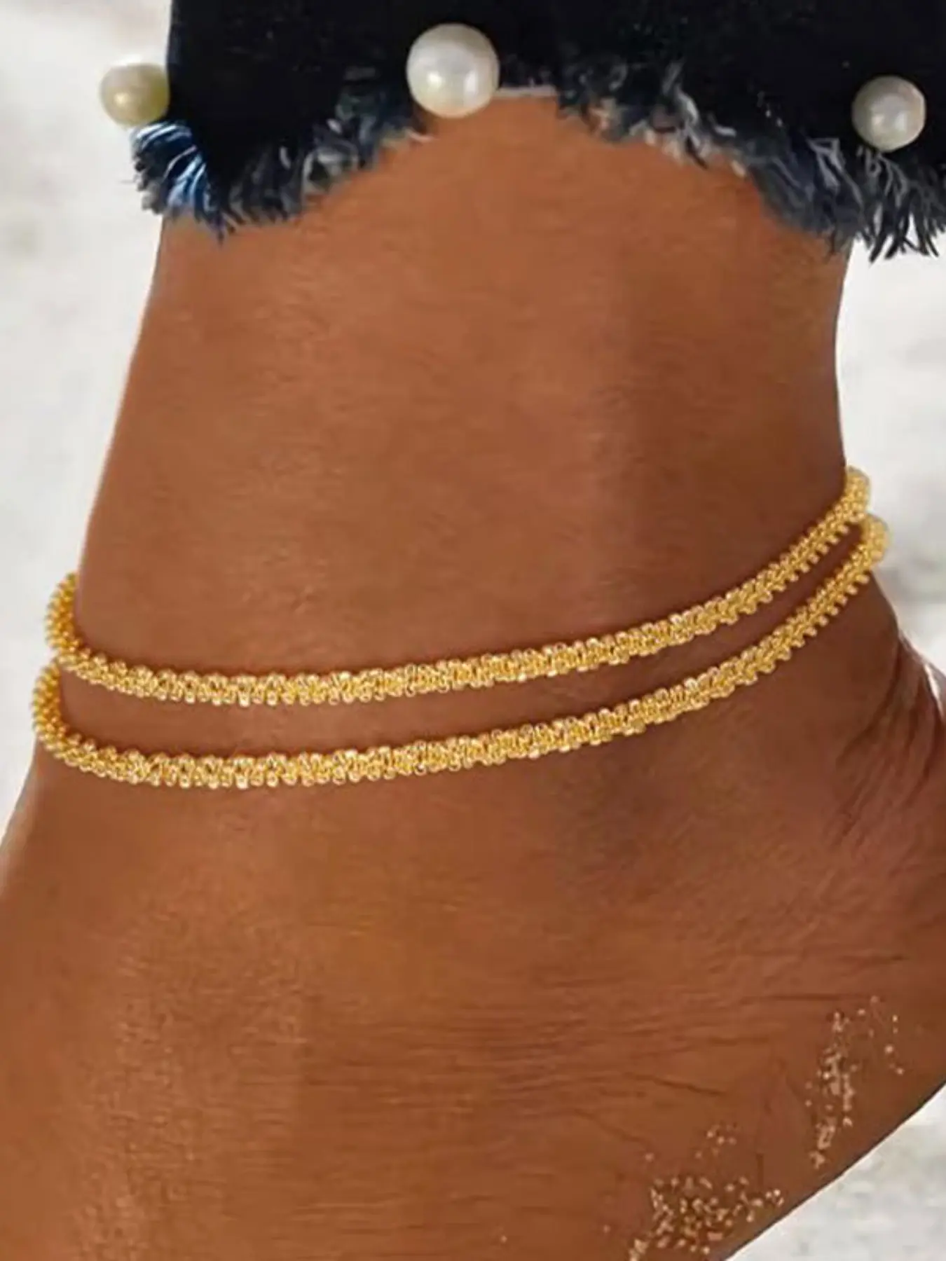Women's Adjustable Multi-Layer Waterproof Anklet Set, Versatile Boho Style Summer Beach Jewelry, Fashionable Party Accessories, Daily Wear Decorations, Trendy Jewelry