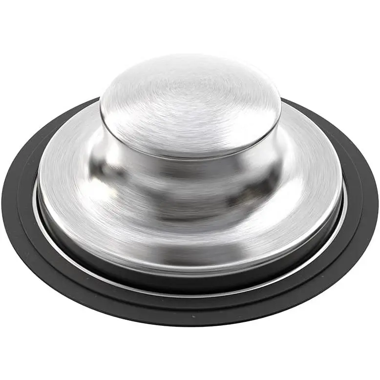Brushed Stainless Steel Kitchen Sink Stopper - 3-1/2 in Universal Round, Smooth, Minimalist Plug Cover for Garbage Disposal Flange Drain, Durable, Easy to Clean, Brushed Cover for Kitchen Clean, 3-1/2 Inch