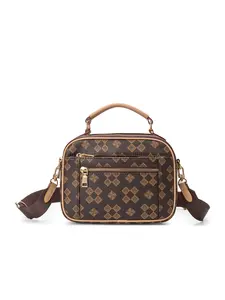 Vintage Diamond Monogram Mini Camera Crossbody Bag, Top Handle Faux Leather Shoulder Bag with Wide Adjustable Strap