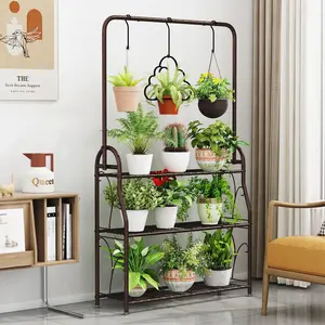 Plant Stand Indoor Outdoor Plant Stands 3 Tier With Hanging Plant Shelf Home Decorative Metal Corner Plant Shelf Multiple Holder for Living Room Balcony Garden【A001】 Deals For You Days