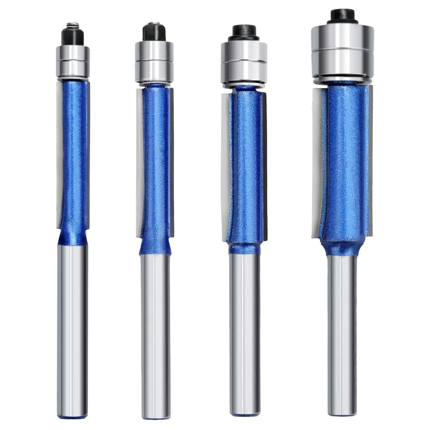 Router Bit Set, Flush Trim Router Bit 1/4" Shank, Double Bearing Flush Cut Router Bit for Woodworking Diameter 1/4",5/16",3/8",1/2"