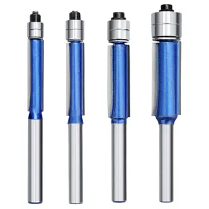Router Bit Set, Flush Trim Router Bit 1/4" Shank, Double Bearing Flush Cut Router Bit for Woodworking Diameter 1/4",5/16",3/8",1/2"