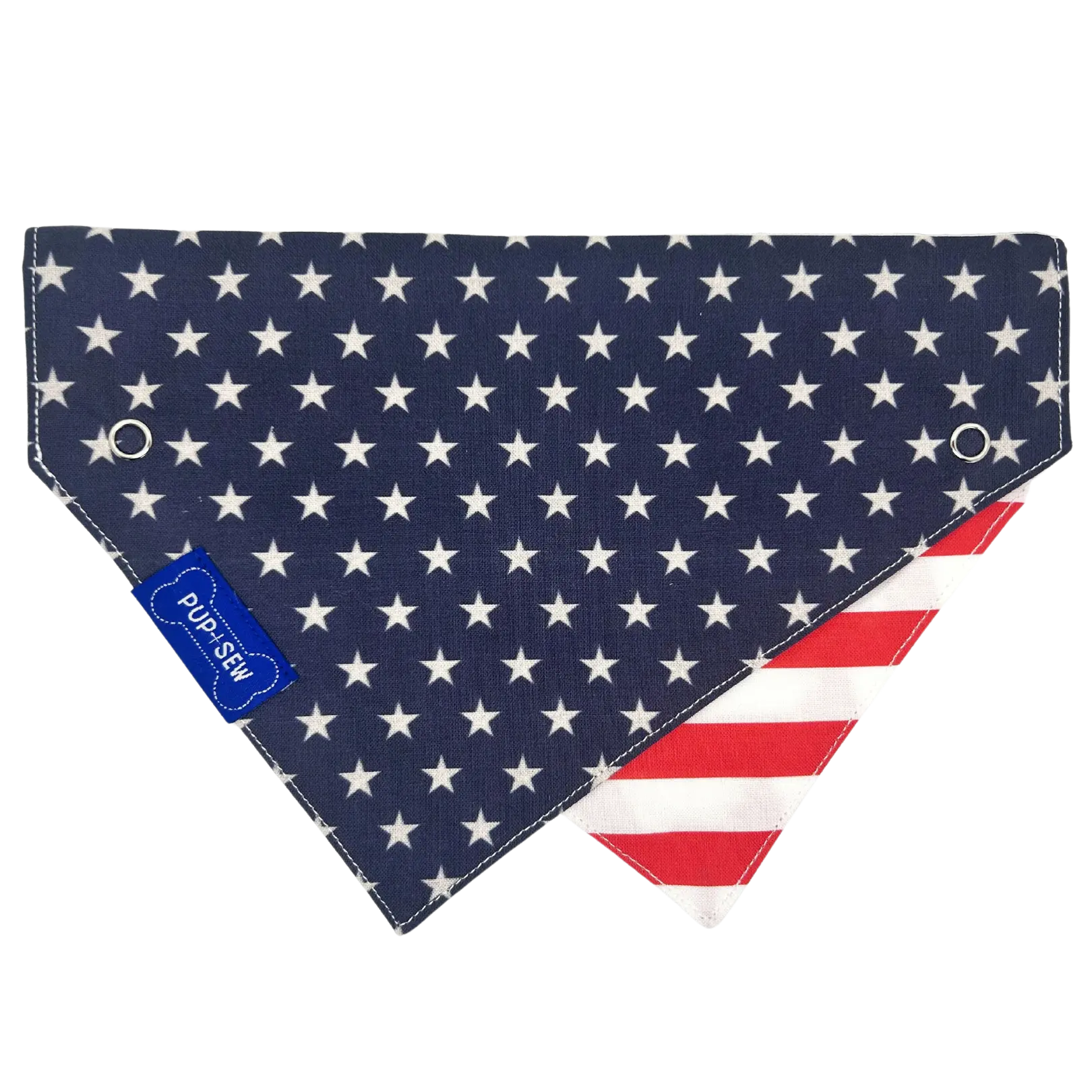 Patriotic Dog Collar Bandana, Reversible and Two-Tone