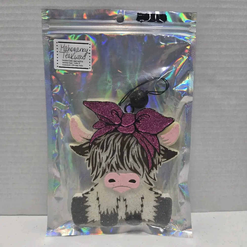 Freshies Air Freshener CuteCow Mahogany Teakwood Scented Car Home Closet Office