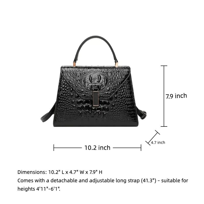 【Final Sale】Genuine Top-Grain Leather Kelly Handbag Elegant Handheld Shoulder & Crossbody with Detachable Strap for Everyday Use 10.2" L x 4.7" W x 7.9" H