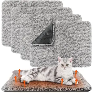 4 Pack Self Warming Cat Pads Self Heating Cat Mat Washable Thermal Pads for Homeless Dogs Kennel Pad Reflects Body Heat Warm Crate Bed Mat for Indoor Outdoor Pet (Gray,16 x 20 Inch)