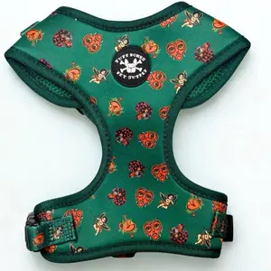 Valentine Traditional Tattoo Adjustable Dog Harness in Emerald