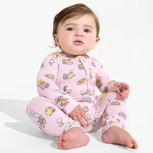 Easter Bunny Pink Bamboo Convertible Footie