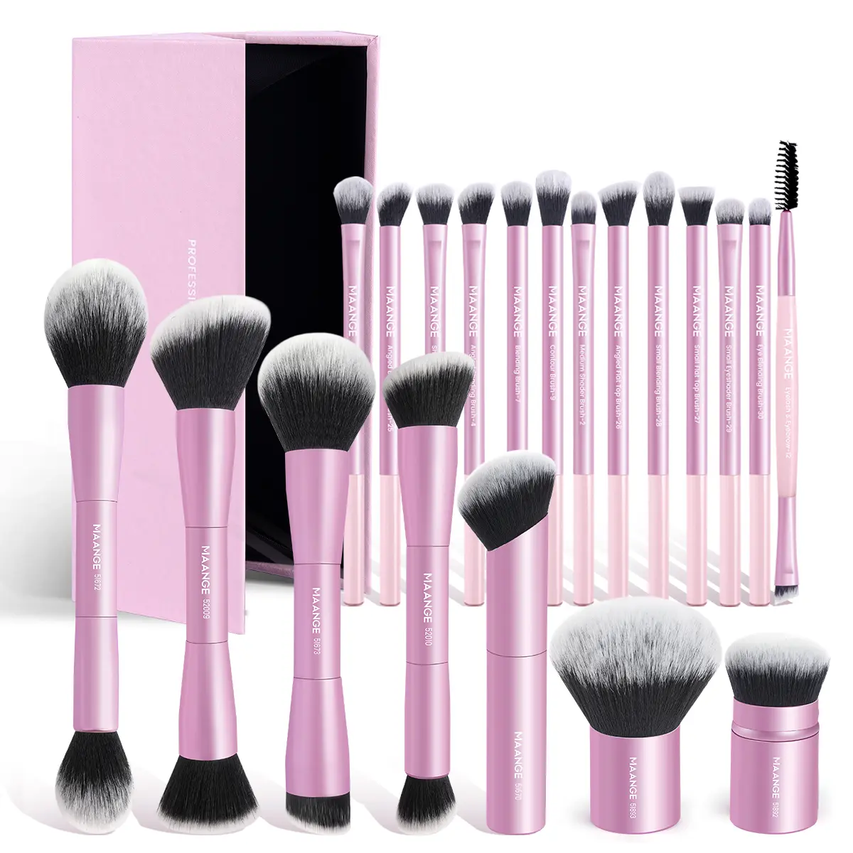 20 Counts Brushes + Storage Case - Pink Color