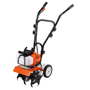 summervibes VEVOR Tiller Cultivator, 43CC 2-Stroke Garden Cultivator, Tiller with 4 Steel Adjustable Front Tines for Lawn, Garden and Field Cultivation, Lawn Cultivation, Steel Tines