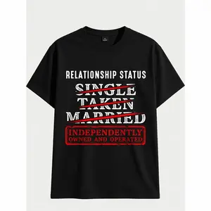 Relationship Status Independently Single Divorced Ex Wife Funny Graphic T-Shirt - Unisex Black Cotton Tee with White & Red Text grandma's favorite t shirt good graphic tees funny graphic tee funny shirt guys gifts trendy t-shirts oversized tshirt  black