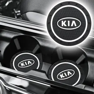 For KIA Rio 3 4 K5 K3 K2 Ceed Sportage Picanto Cerato Forte Sorento Stinger Soul Car Interior Styling Accessories Car Interior Decor Car Interior Decorative 1/2/4Pcs Car Coaster Non-Slip PVC Pads Waterproof Water Cup Holder Anti Slip Pads
