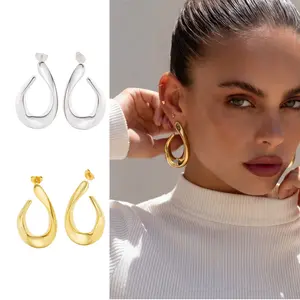 Chamica 2026 New Design Women Earring Hypoallergen Jewelry Tear Drop Earring; Real Gold Plated Earring, Stainless Steel Waterproof Women Earring Lightweight Statement Earrings for Daily & Party Wear