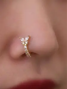 Women's Fashion Butterfly Zirconia Nose Stud, Vintage Elegant Style, Unique Simple Design, Perfect for Daily Wear, Parties, Valentine's Gift