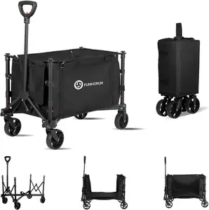 Heavy Duty Collapsible Wagon Cart | Foldable Utility Wagon for Camping & Grocery