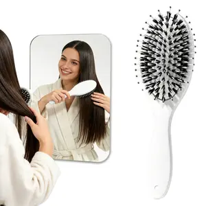 YOYUTOX Boar Bristle Hair Brush – Macaron Air Cushion – Ergonomic Design, 2x Shinier in 5 Mins, Reduces Frizz 70% – Nylon Bristles + Massage Tips – for Curly Hair, Daily Styling