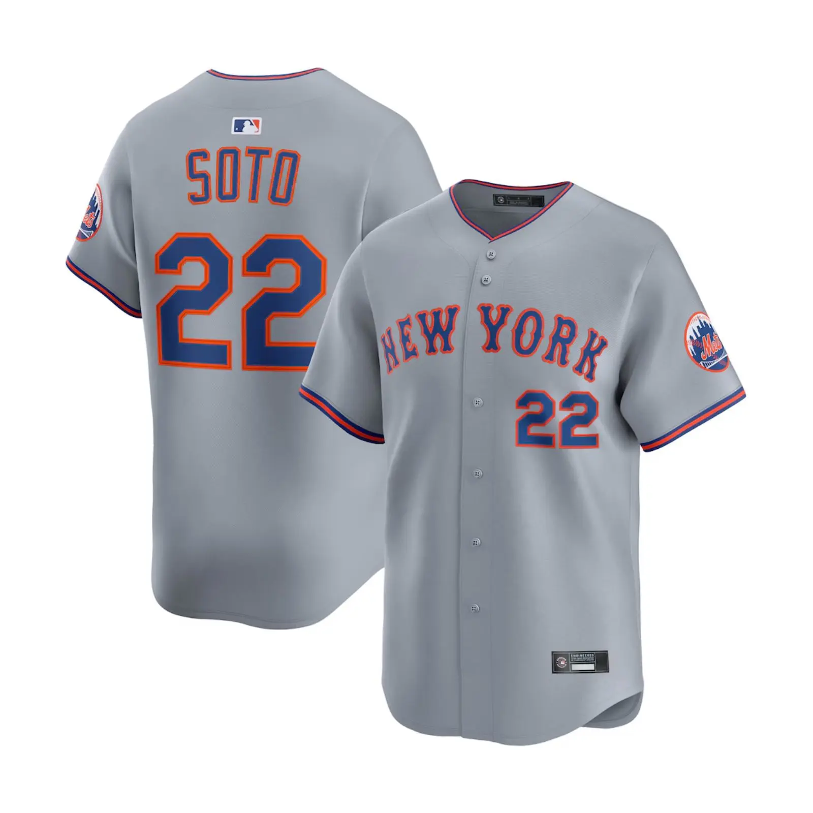 Road Limited Edition Men's 22 Soto Gray Baseball Jersey