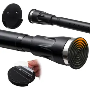 Shower Rod, 3-Way Installation (No Drilling, Or Screw In), Shower Rod, Non-Slip Tension Rod, No Rod for, Closet, Room Divider (Black)