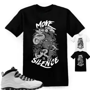Unisex T-Shirt To Match AJ 10 OG Steel 2025 Sneaker Matching Tee Move In Silence T-Shirt, Jordan 10 Steel Shirt, Unisex Crew Neck T Shirt