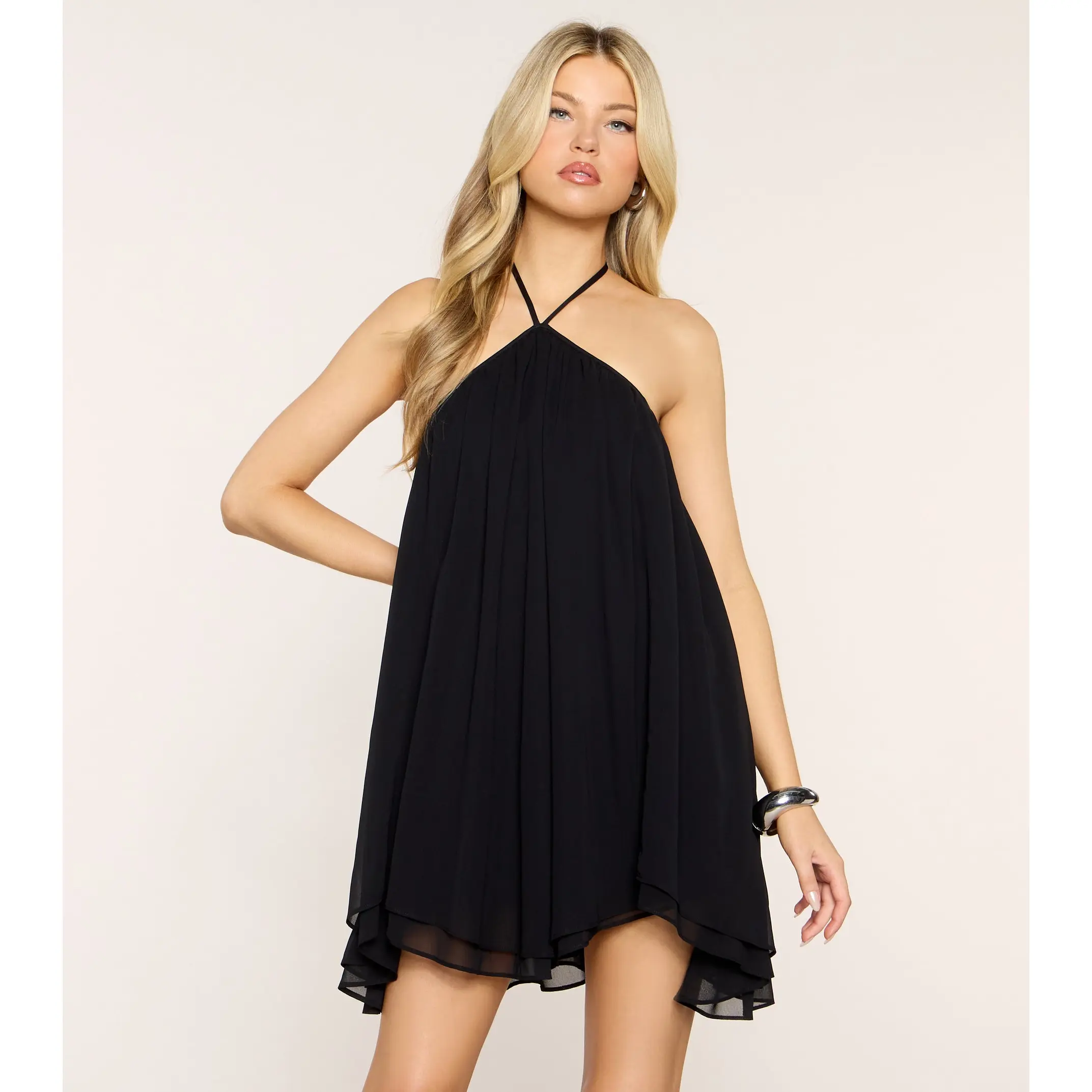 Flirt In Motion Chiffon A-Line Mini Dress