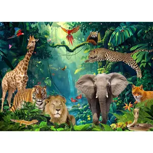 Jungle Forest Animals Backdrop - Tropical Rainforest Safari for Baby Shower Celebration Party