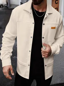 Men's Waffle Knit Cargo Jacket, Casual Workwear Style, Multi-Pocket Design, For Daily Street Looks