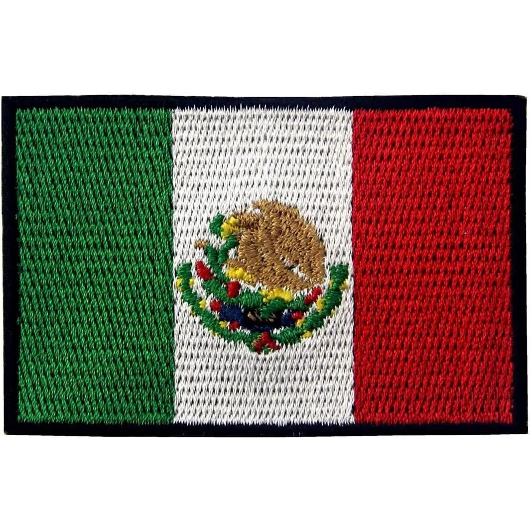 Patches Mexico Flag Embroidered Mexican Applique Hook & Loop National Emblem