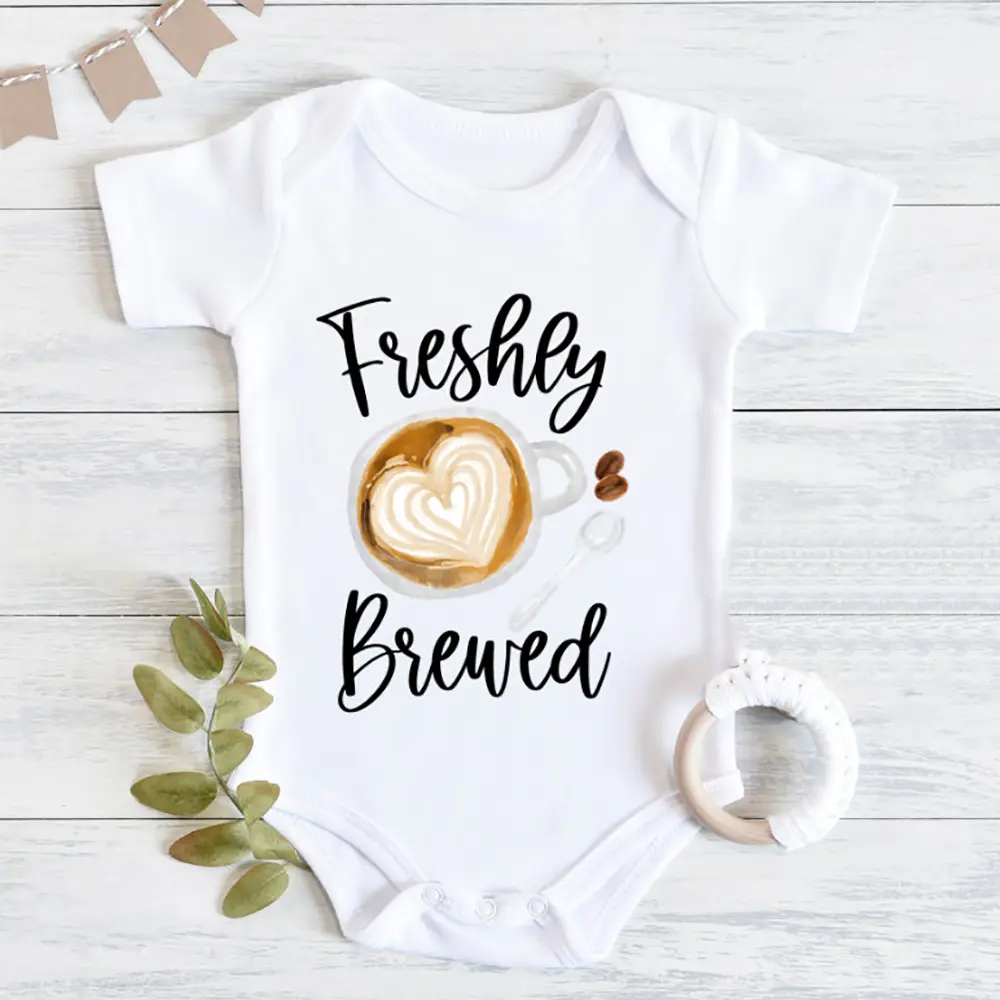 Baby Boy Clothes - Newborn Coffee Themed Romper, Pregnancy Announcement Bodysuit, Cute Infant Outfit for Baby Shower Gifts, Newborn Baby Clothing
