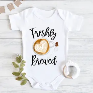 Freshly Brewed Baby Romper Coffee Pregnancy Announcement Newborn Bodysuit Outfit Coffee Baby Shower Gift Cute Infant Clothes