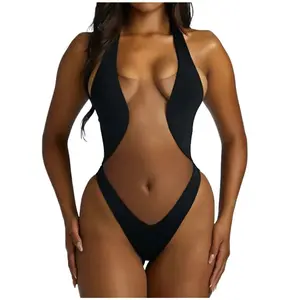Glamorous black bikini. Fashionable Summer bodysuit