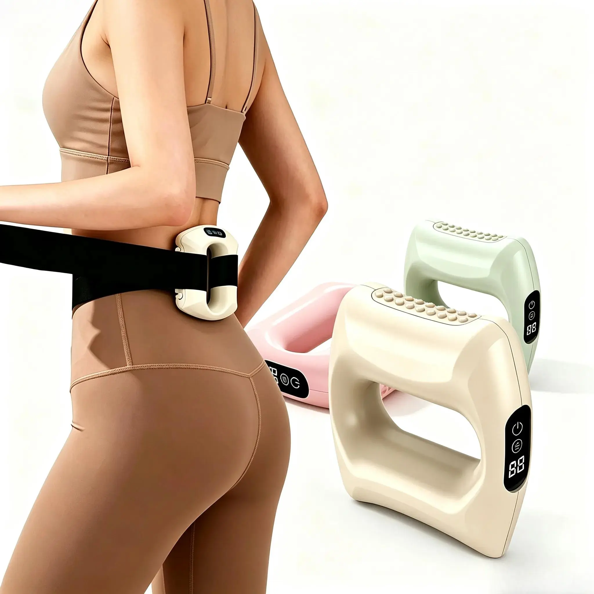 Unisex Mini Vibrating Fascia Ring Massage Device - Battery-Powered Hands-Free Workout Aid with Adjustable Straps, Portable Rechargeable for Deep Tissue Back & Shoulder Relief, Features Fascia-Targeted Vibs