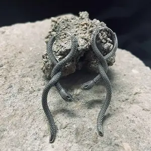 GTHIC Stainless Steel Gothic Snake Serpent Earrings For Men Women Punk Animal Dangle Earring