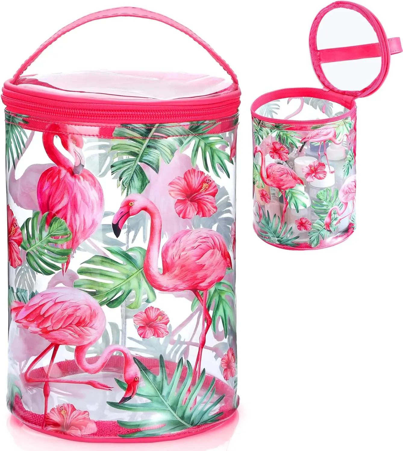 Beach Gifts Heavy Duty Clear Lotion Toiletry Bags for Travel Sunscreen Makeup  Pouch Cylinder Bag  Portable Trip Bag with Handle Zipper()