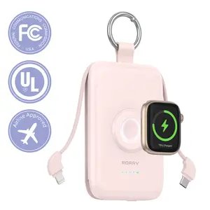 RORRY Portable Charger, 10000mAh PD 20W Fast Charging Portable Charger Power Bank with Built in Cables, Travel Battery Pack for iPhone 16/15/14/13/12 and Apple Watch Ultra/9/8/7/6/5/4/3/2 TikTokShopBacktoSchool