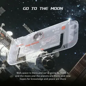 Geekshare Game Console Case – Moon Landing Series – Lunar White / Semi-Transparent Split-Type Hollow Case for Nintendo Switch 2 – Space-Themed NS2 Protective Shell