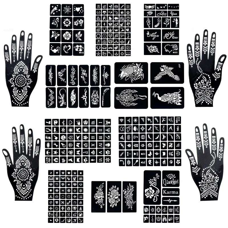 Realistic Henna Temporary Tattoos, Waterproof Ephemeral Tattoo Stickers for DIY Hand & Body Art, Assorted Indian Style Designs for Women & Men