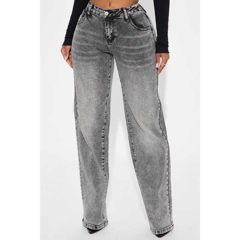 Vita Low Waist Stretch Baggy Jeans - Grey
