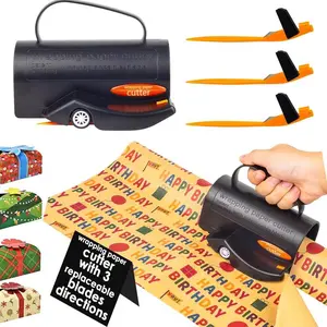 Wrapping Paper Roll Cutter with 3 PCS Blade Christmas Gift Wrap Cutter Tool Tube for Crafting Christmas Birthday Holiday