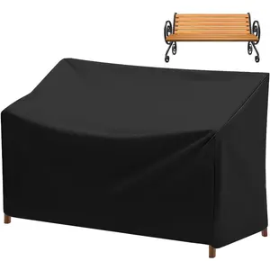 Outdoor Bench Cover, 2 Seater Patio Bench Cover,  Heavy Duty Furniture Cover with Air Vents, Buckles and Drawcord,  Weather UV Dust Protection for Porch Deck Garden, 53 x 26 x 35 in