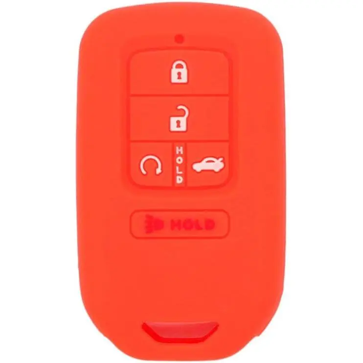 Silicone Car Key Protector Case - Compatible with Honda 4+1 Hold Button 5-Button Smart Remote Key Fob CV4211, Orange