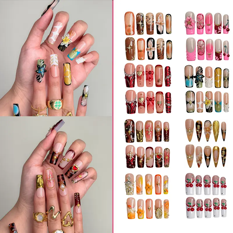 NailDreamy Queen Made Colelctions 10PCS Handmade Press On Nails REUSABLE 3D GEL / Acrylic 2025, Hot Girl Nails, Gift for her. F216