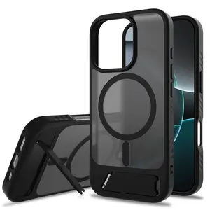 Matte Magnetic Phone Case with Stand Compatible with iPhone 17 16 15 14 13 12 Pro Max Plus, Works with Magsafe Wireless Charging, Shockproof Protective Cover