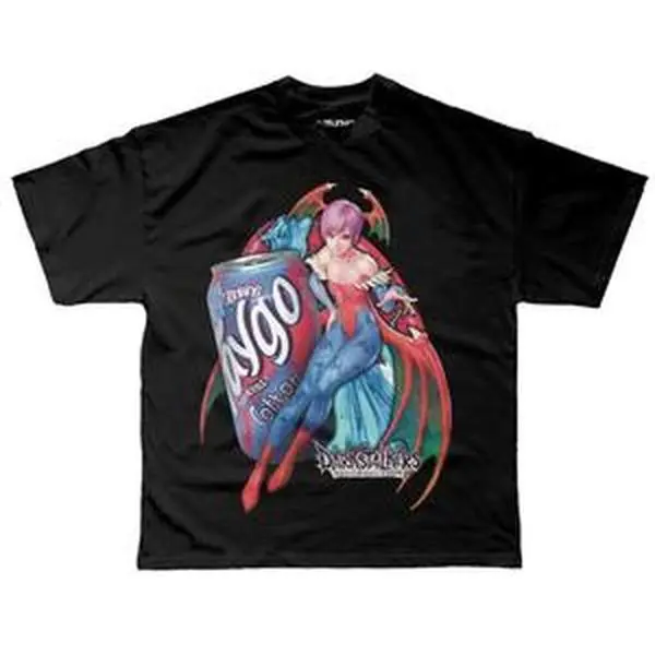 Morrigan Darkstalkers Print Shirt, Mountain Dew Baja Blast Anime Parody Tee, Gamer Girl Graphic T-shirt, Vaporwave Arcade Y2K Aesthetic Shirt, Gift for Men, Gift for Women, Crew Neck T-shirt, Trending T-shirt, Retro Gaming Tee