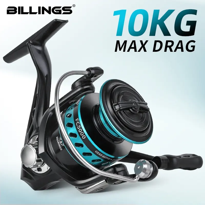Billings FC 1000-7000 Series Spinning Rod Reel 5.2:1 Gear Ratio,10kg/22lb Max Drag,Durablemetal Fishing Reel for Freshwater and Saltwaterfishing,Fishing Accessories,Fishing Supplies,Fishing Tackle, Outdoor Fishing Equipment