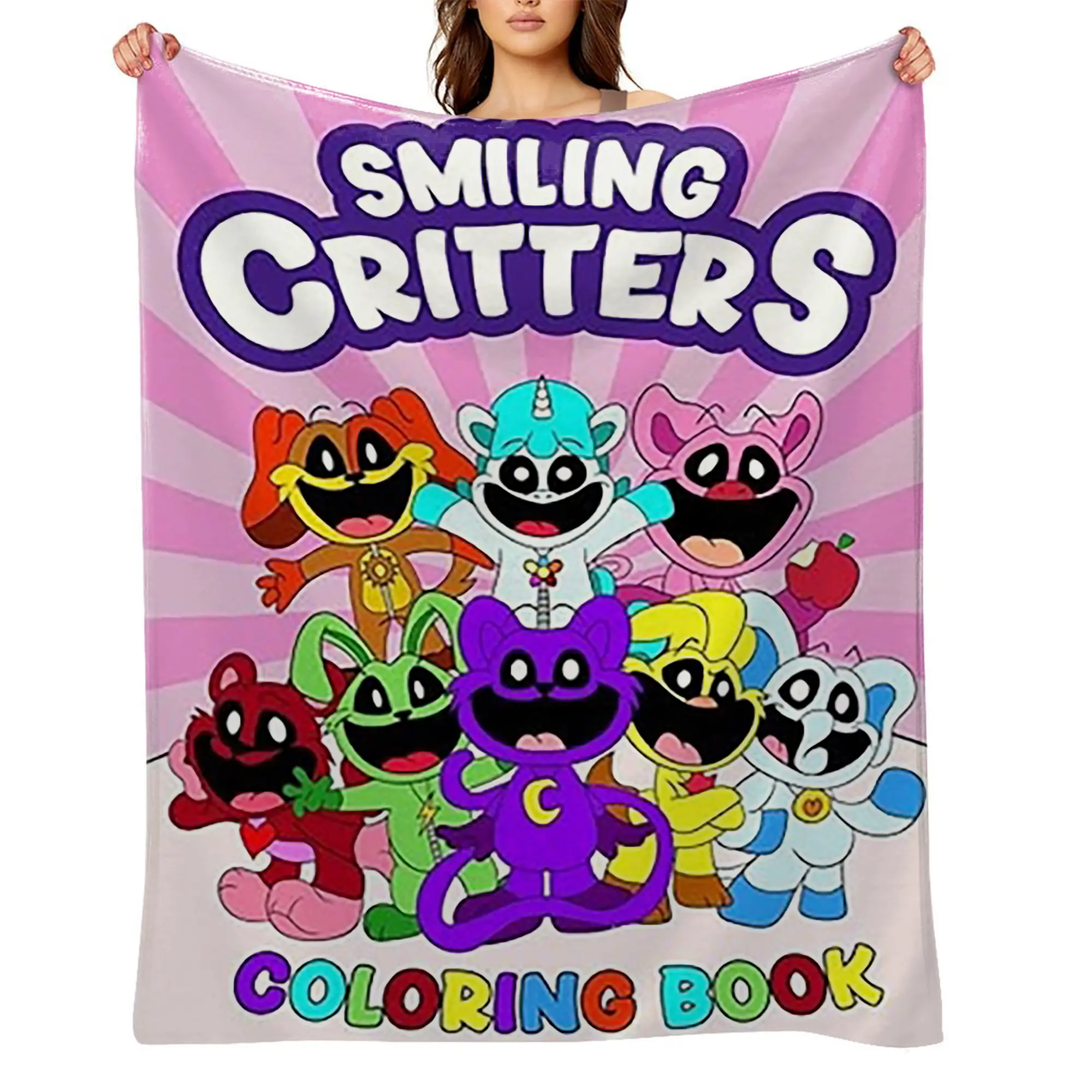 Licensed Art Smiling-Critters Flannel Throw Blanket - Ultra Soft, Wrinkle Resistant, Anti-Shrink, Quick-Dry, Machine Washable - Smooth Texture, Soft Blanket Vibes, Cozy Look - Perfect Gift for Kids A-75