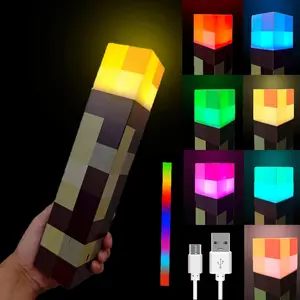 Upgraded Pixel Torch Night Light – USB LED Wall Lamp & Handheld Flashlight for Kids, Parties, and Creative Home Decor