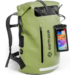 Waterproof Backpack - Heavy Duty Hiking Backpack - Roll-Top Closure