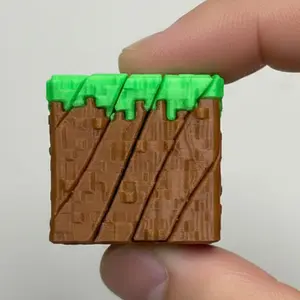 Pixel Art Grass Blocks Stress Relief Toy, 3D Printed Super Smooth Puzzle Cube, Gamer Asmr Sensory Desk Accessory, Perfect Gift, Durable, Stress Relief Decoration