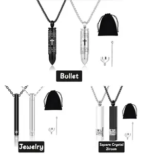 2PCS Urn Necklaces for Ashes, Cremation Necklack for Ashes, Urn Necklaces for Ashes for Women Men, Cremation Jewelry Locket Stainless Steel Keepsake Waterproof Memorial Pend-